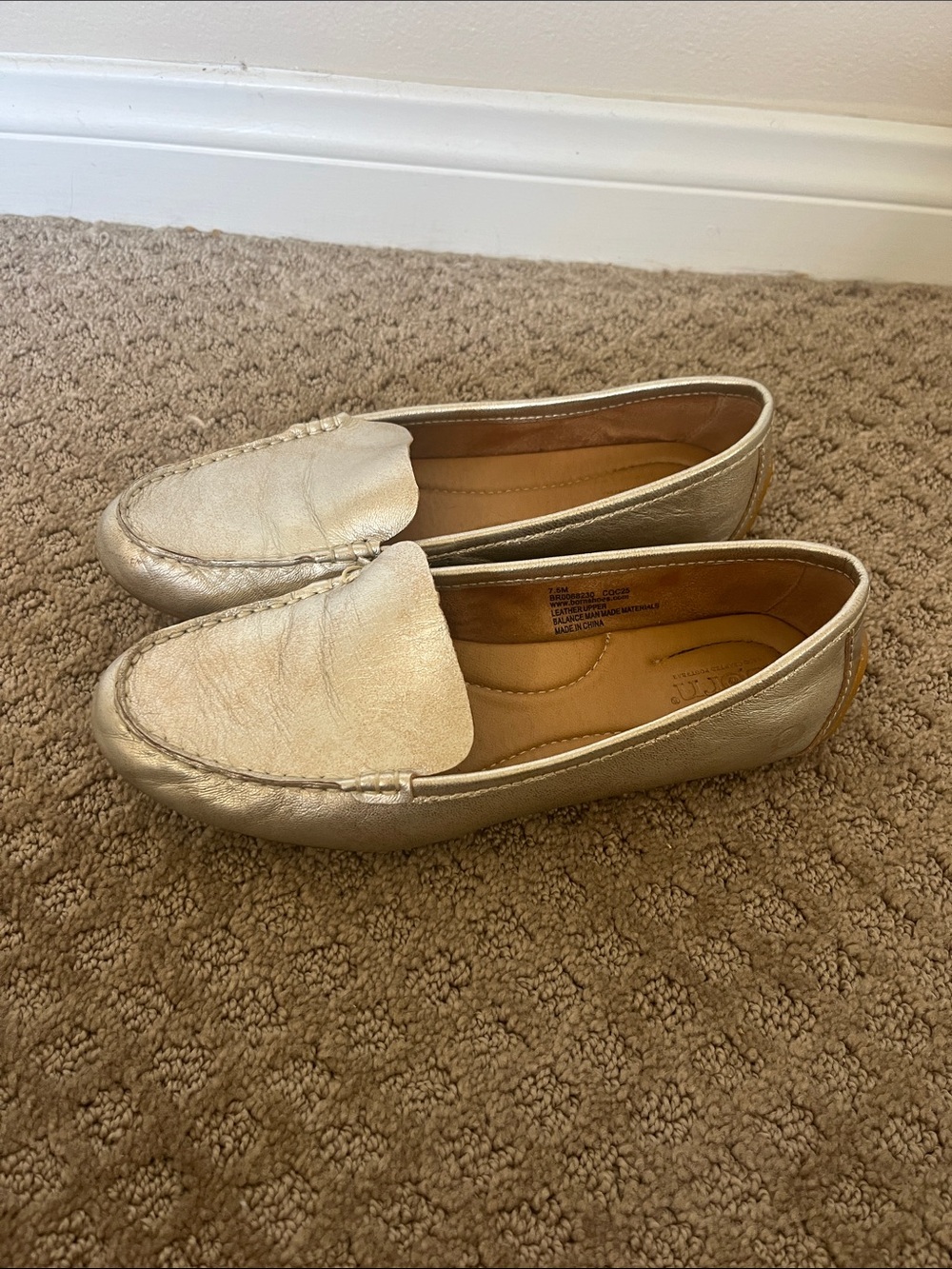 Born Metallic Gold Slip-On Loafers
